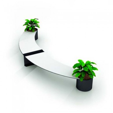 Banco curvo acero con jardinera - Sointec Proyectos