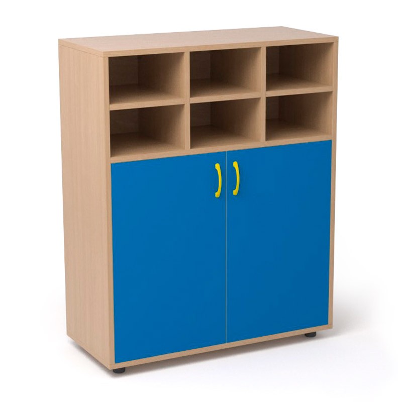Armario de madera con puertas 1+1 estante y 6 casilleros - Sointec