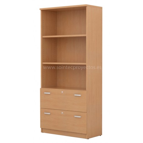 Armario de gavetas de archivo y estantes
