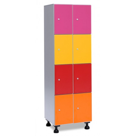 Taquilla de melamina de 2 módulos de 4 puertas