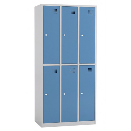 Taquilla metálica de 3 módulos de 2 puertas