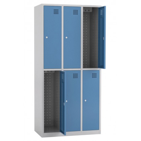 Taquilla metálica de 3 módulos de 2 puertas