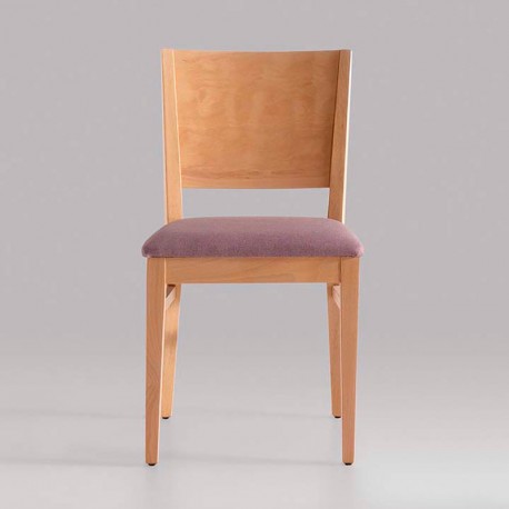 Silla de diseño en madera con asiento tapizado