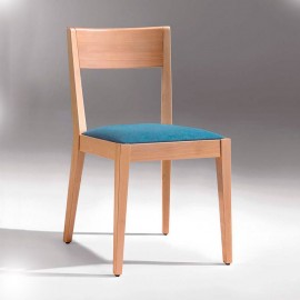 Silla de diseño en madera con asiento tapizado