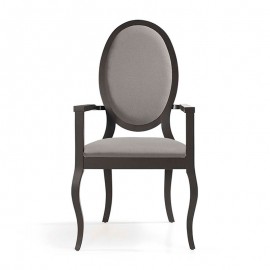 Silla isabelina de respaldo alto con brazos