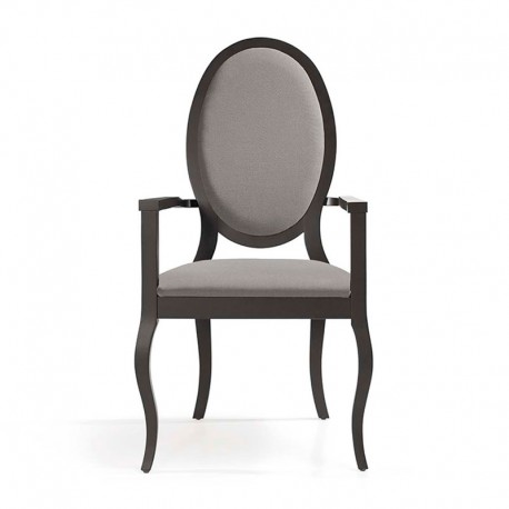 Silla isabelina de respaldo alto con brazos