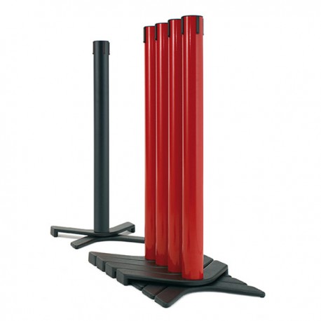 Poste metálico axial negro y cinta retráctil negra 3 m