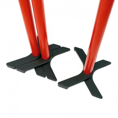 Poste metálico axial rojo y cinta retráctil negra 3 m
