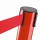 Poste metálico axial rojo y cinta retráctil negra 3 m