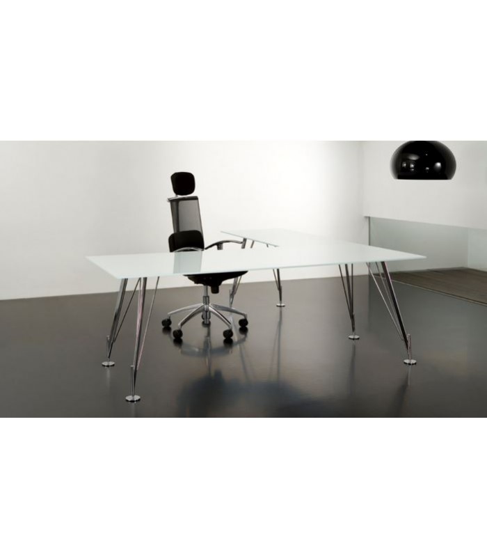 MESA DE DESPACHO ACERO Y CRISTAL