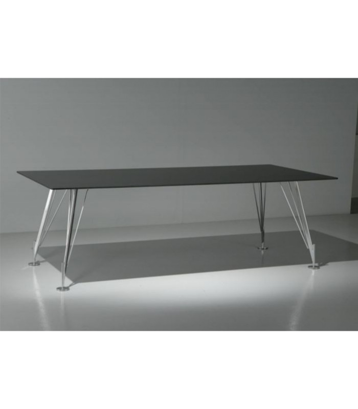 MESA DE REUNIONES ACERO Y CRISTAL
