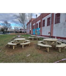 MESA REDONDA PARA PATIO INFANTIL CON BANCOS INTEGRADOS