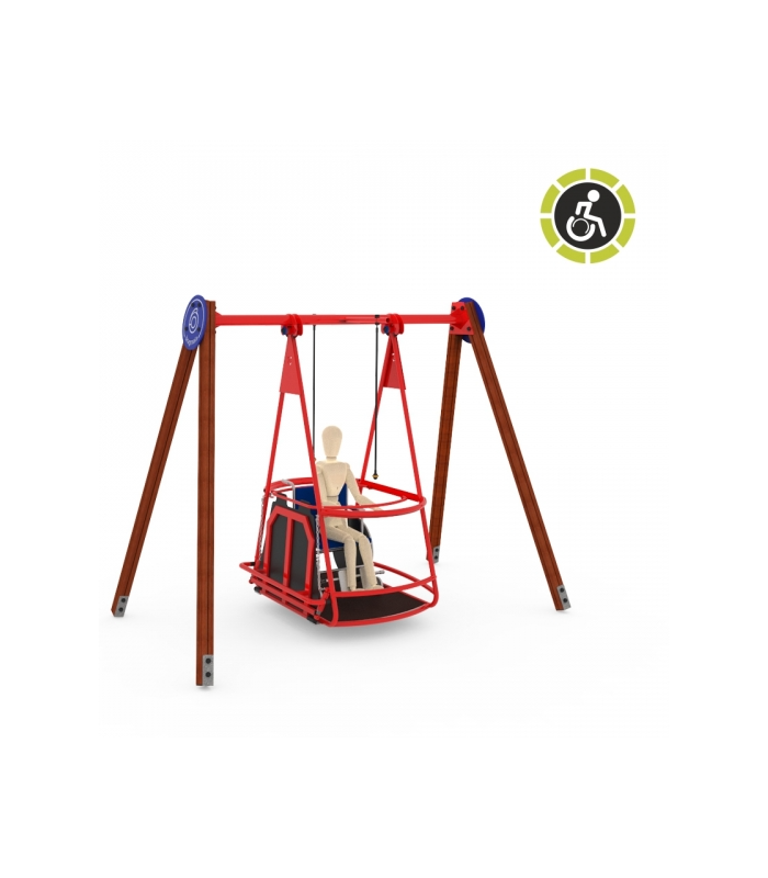 Columpio adaptado para silla de ruedas. Columpio inclusivo