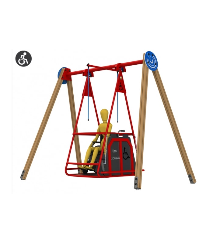 Columpio adaptado para silla de ruedas. Columpio inclusivo