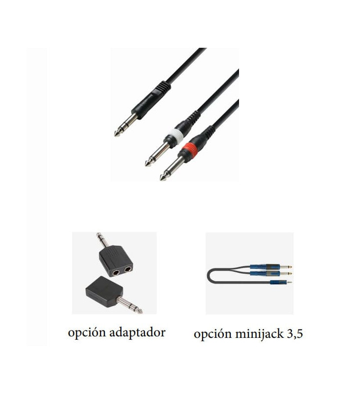Cable de  1 JACK estéreo a 2 JACK mono