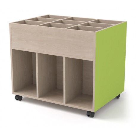 Archivador de madera con ruedas