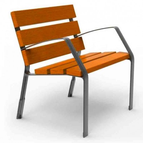 Silla en fundición y madera tropical