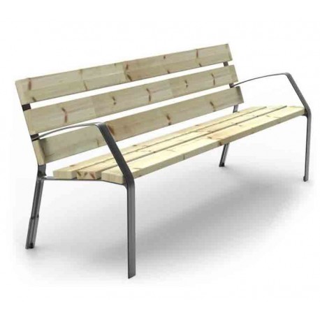 Banco en fundición y madera conífera