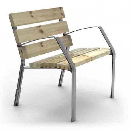 Silla en fundición y madera conífera