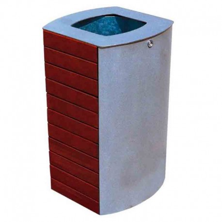 Papelera acero y madera costa