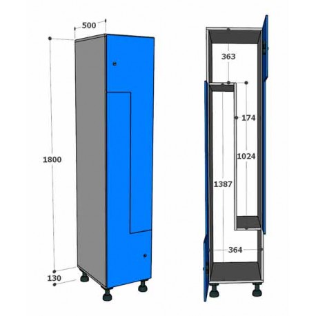 Taquillas de melamina con puertas fenólicas