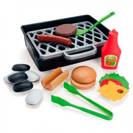 Barbacoa con hamburguesa y perrito