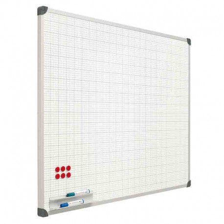 Pizarra blanca acero vitrificado cuadriculada