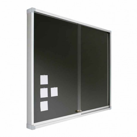 Vitrina de corcho tapizado con puerta corredera