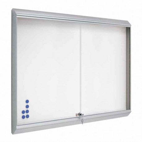 Vitrina pizarra blanca con puerta corredera
