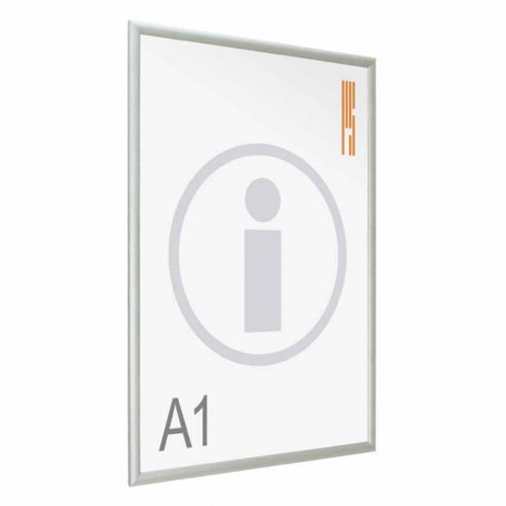 Portapóster con marco abatible inglete