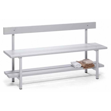 Banco de vestuario estratificado con respaldo y zapatero