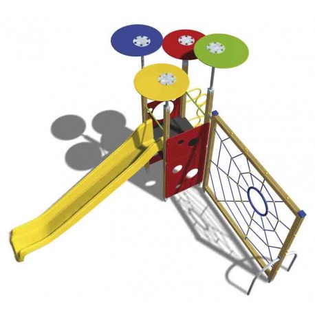 Sistema de juego tobogán con trepa de araña