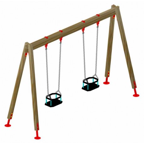 Columpio madera dos plazas línea clásica