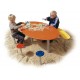 Mesa infantil con 3 taburetes y banco
