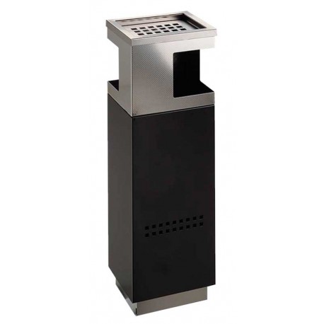 Papelera con cenicero acero Premier