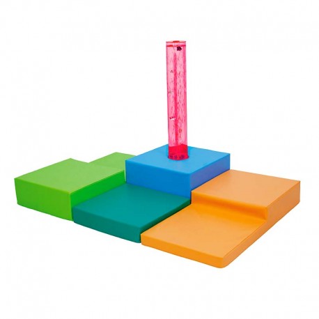 Conjunto pared tubo de burbujas con escaleras