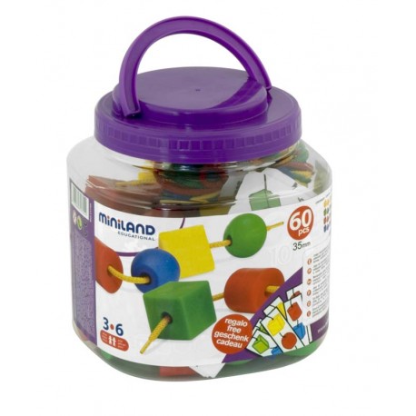 Formas ensartables con 10 cordones 60 piezas