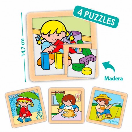 Puzzles madera 4 piezas Zaro y Nita