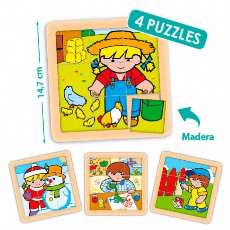 Puzzles madera 9 piezas Zaro y Nita