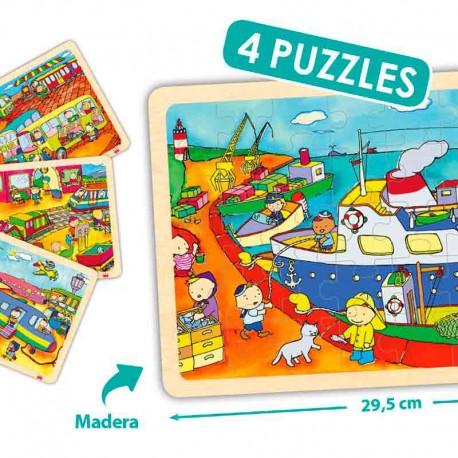 Puzzles madera 24 piezas transportes