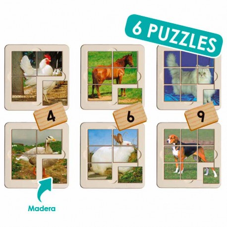 Puzzles progresivos madera animales de granja
