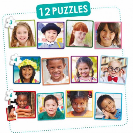 Puzzles cartón 4 piezas niños felices