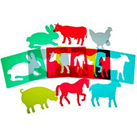 Plantillas animales granja traslúcidas