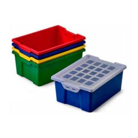 Bandejas altas apilables tapa traslúcida