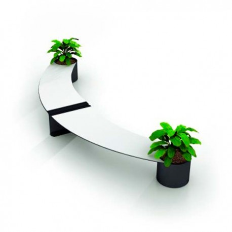 Banco curvo acero con jardinera