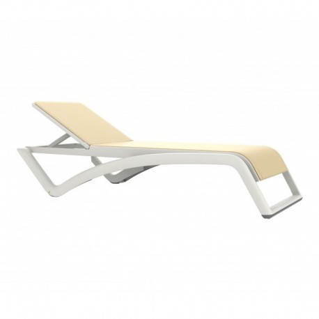 Tumbona 5 posiciones con ruedas crudo