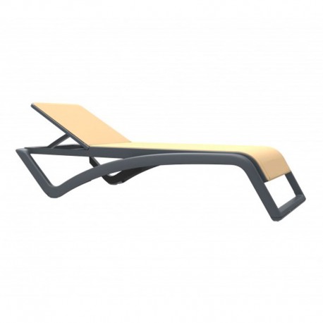 Tumbona móvil apilable beige