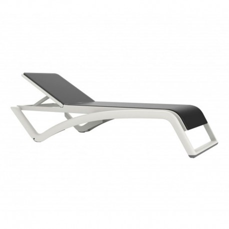 Tumbona móvil apilable blanco/gris