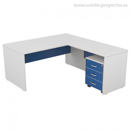 Mesa recta con pata de panel y ala