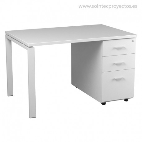 Mesa pórtica con cajonera